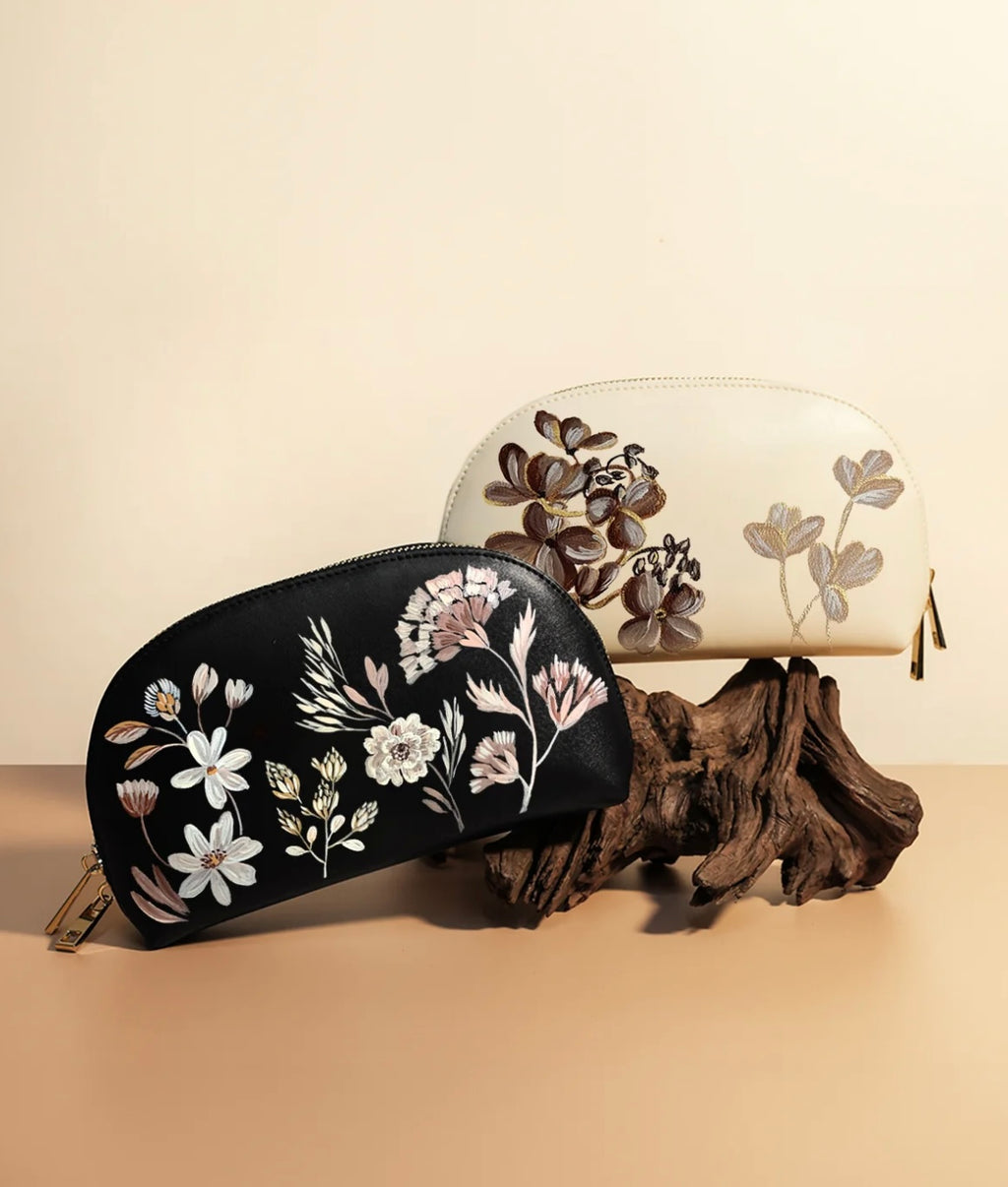 Alepel Coffee Flowers Cream Makeup Bag