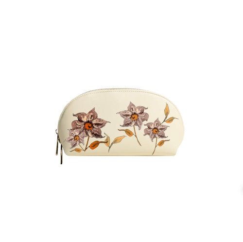 Alepel Caramel Florals Cream Makeup Bag