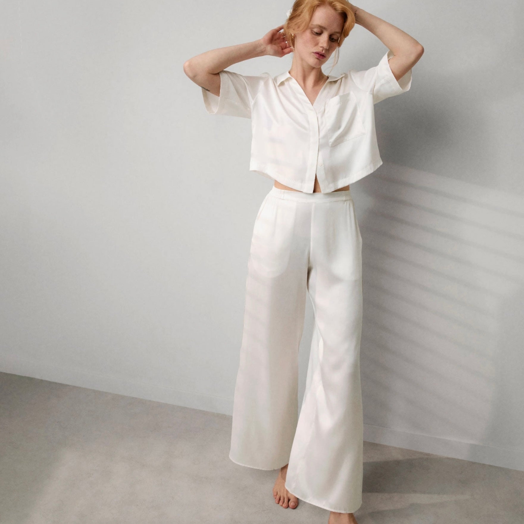 Washable Silk High Rise Pant Set