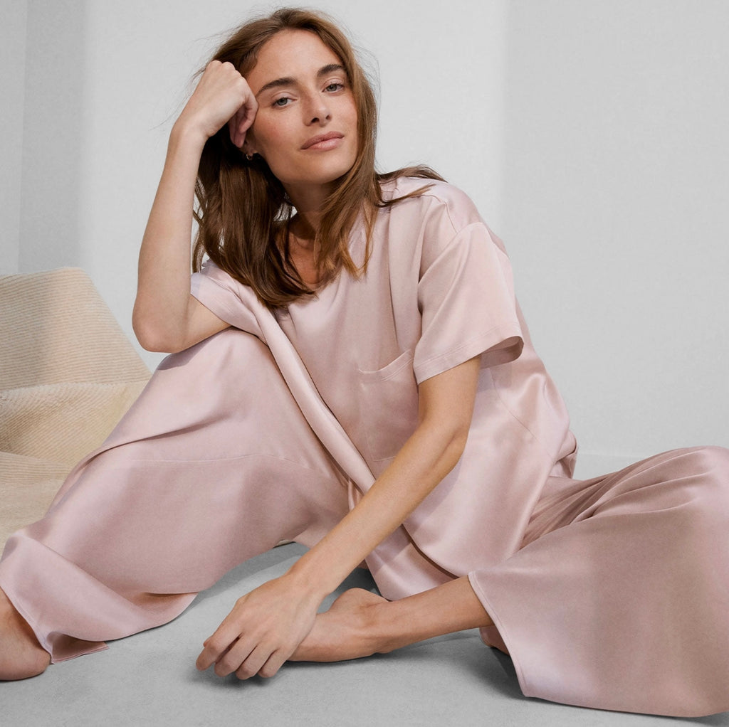 Washable Silk Tee Pant Set