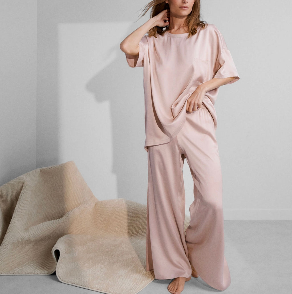 Washable Silk Tee Pant Set